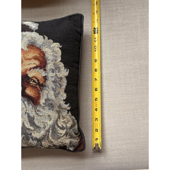 2 Santa Christmas Tapestry Pillows Black Background  Vintage Style 12” Each - Picture 6 of 12